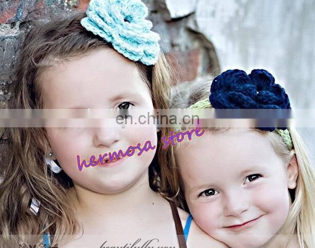 2014 Crochet Newborn Baby Headband With Flowers Photo prop