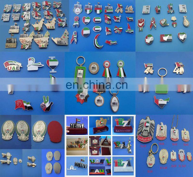 UAE flag and map shaped logo customized UAE national day gift souvenir metal badge