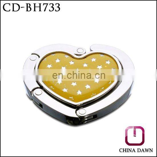 Simple heart shape colored painting bag hook with stars
