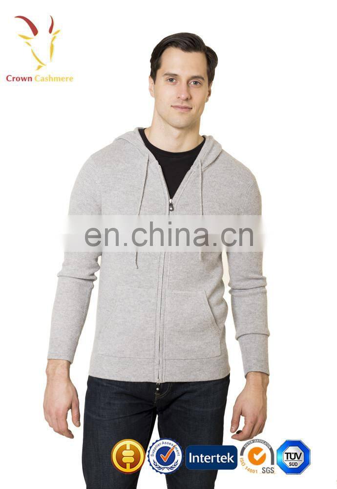 Classic Style Men Cashmere Hoodie Cardigan Zipper Front Hoodie Cardigan