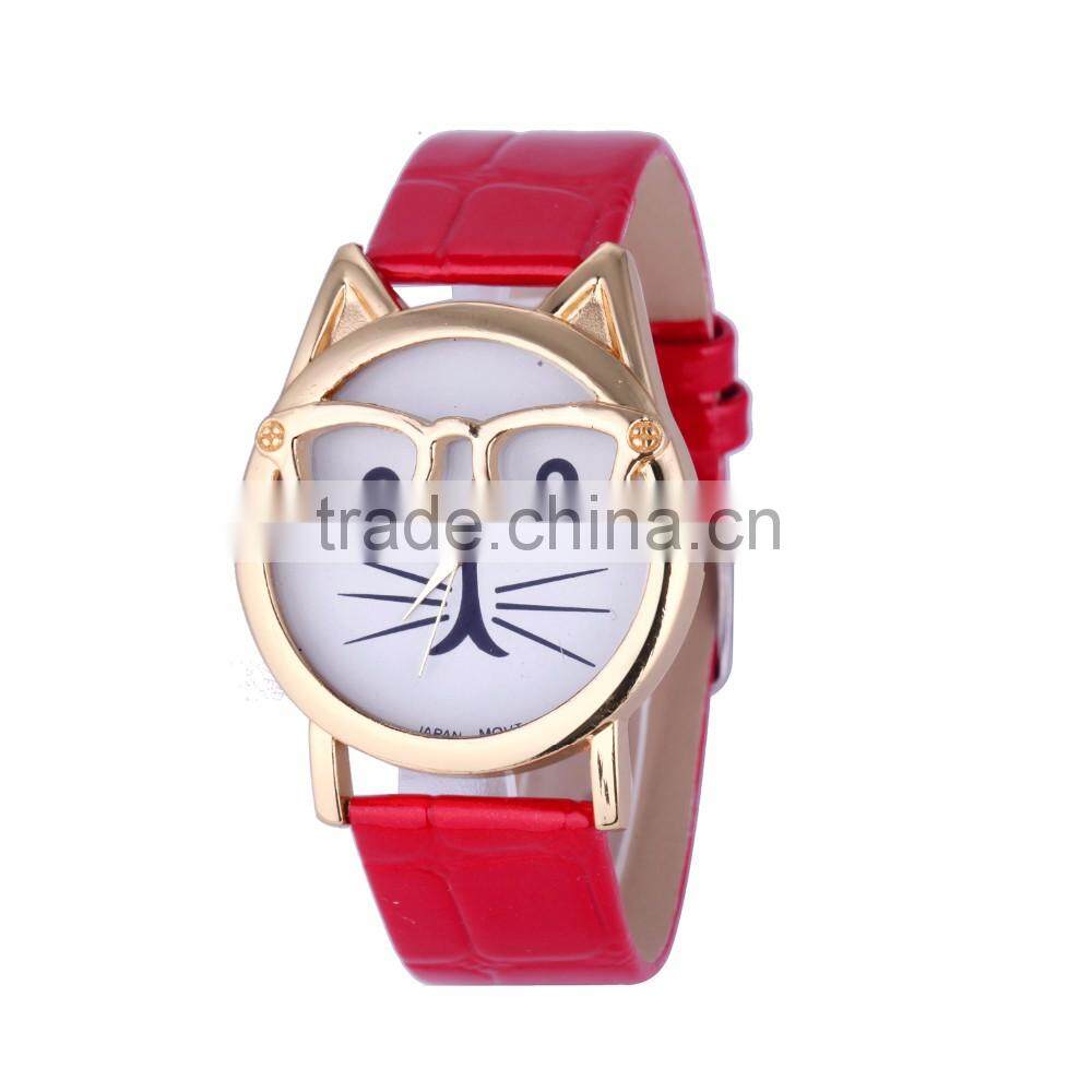 2016 Trendy face lady style cat watch