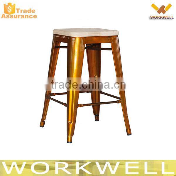 WorkWell hot sell galvanized metal bat stool with wooden cushion Kw-st06-18