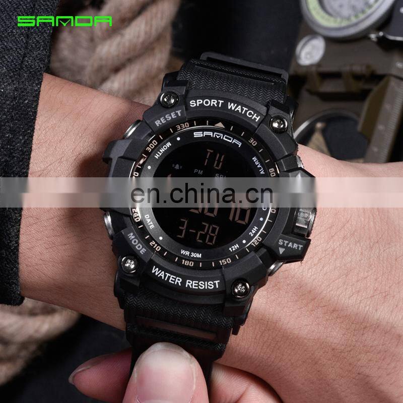 SANDA 359 Hot Selling Design Cheap Price Men Sport LED Light Watches Silicon Band Watch