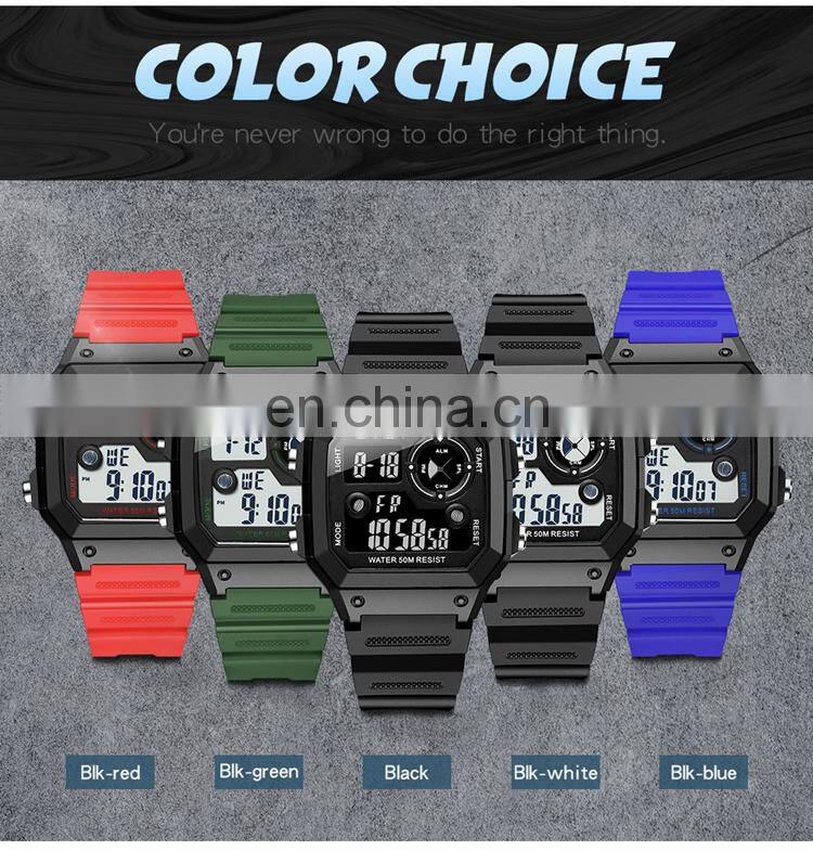 SANDA 418 Latest Men Digital Sport Watches Silicon Watch Band Stopwatch Back Light Time Showed Boys Digital Watch