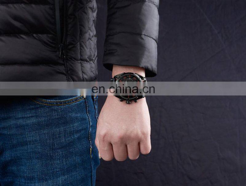 MEGIR 2076 Men'S Fashion Casual Quartz Movement Auto Date Leather Band Analog Watch Band Leather