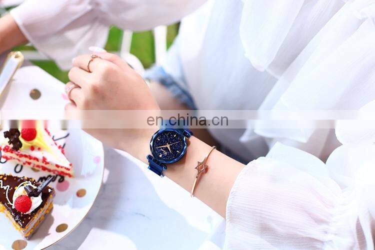 CHENXI 306 Personality Starry sky Stainless Steel Mesh Strap Women Woman Quartz Magnet Watch