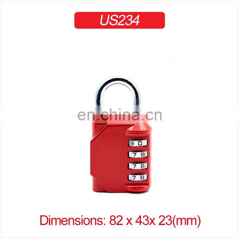 Amazon hot seller 4 digit Zinc Alloy long shackle password combination locks luggages door safety pad lock