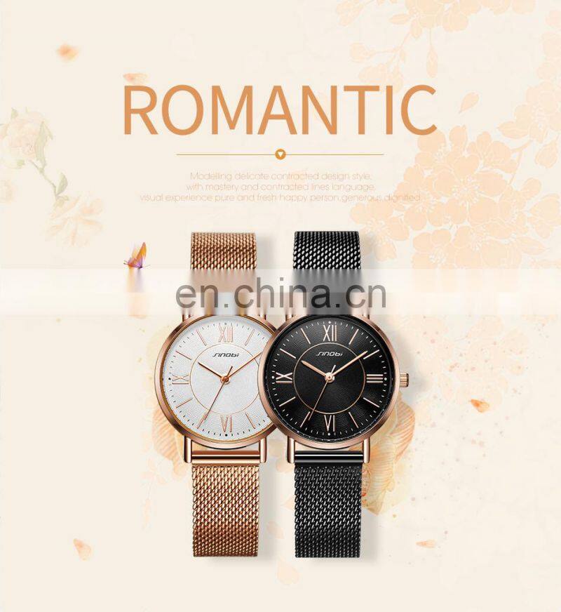 SINOBI Women Watches Unique Design Dial Quartz Clock Fashion Women Dress Wristwatch Montre Femme Stylish Quartz Ladies Watches