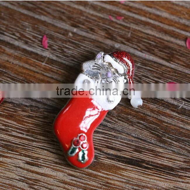New design zinc alloy red Mouse christmas stocking brooch