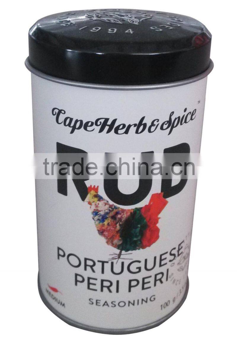 round empty tin can for pepper