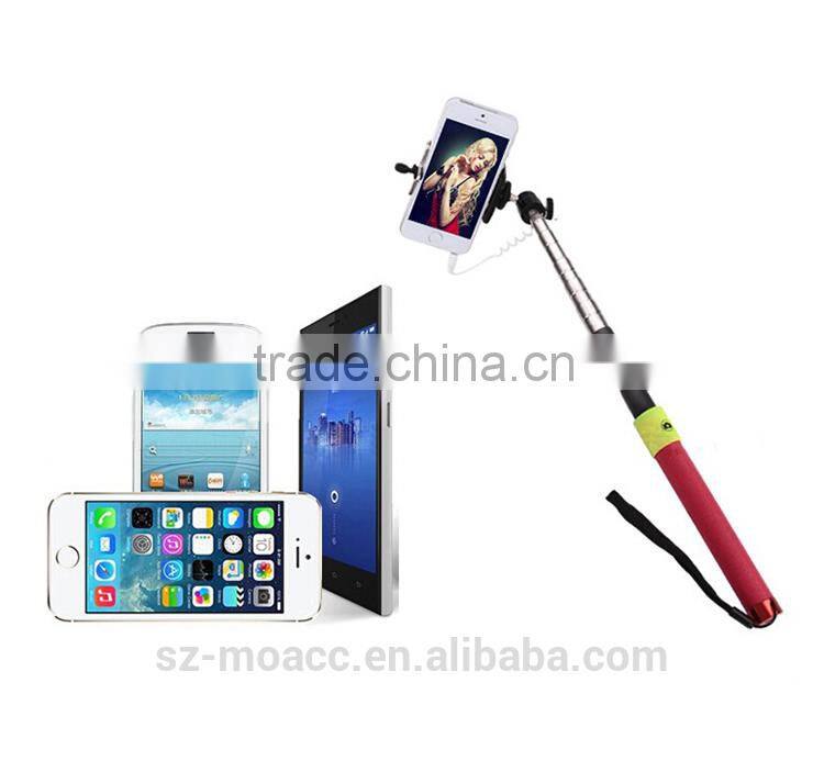 Without battery and bluetooth handheld wired selfie stick