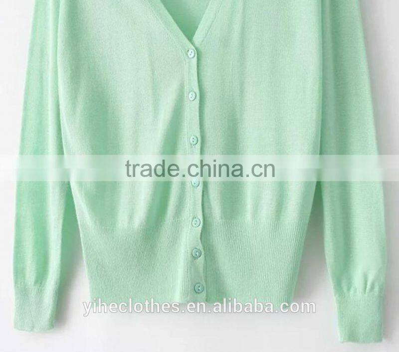 Fashion deep v-neck knitting wear thin cardigan coat for laody's wear