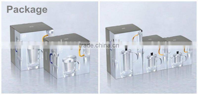 500ml Heat-resistant Glass Teacup with Stainless Steel Infuser with Golden Handle