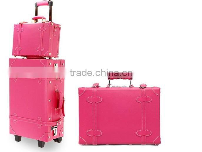 2016 taobao pink sweet luggage set,pc leather mutifunctiontravel suitcase,bonito mala de viagem