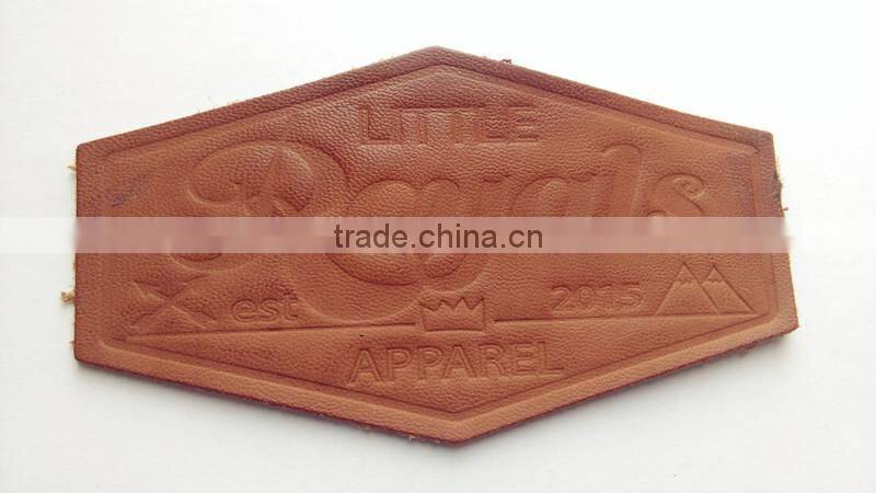 Custom special shape PU heat press leather patch for jeans in china