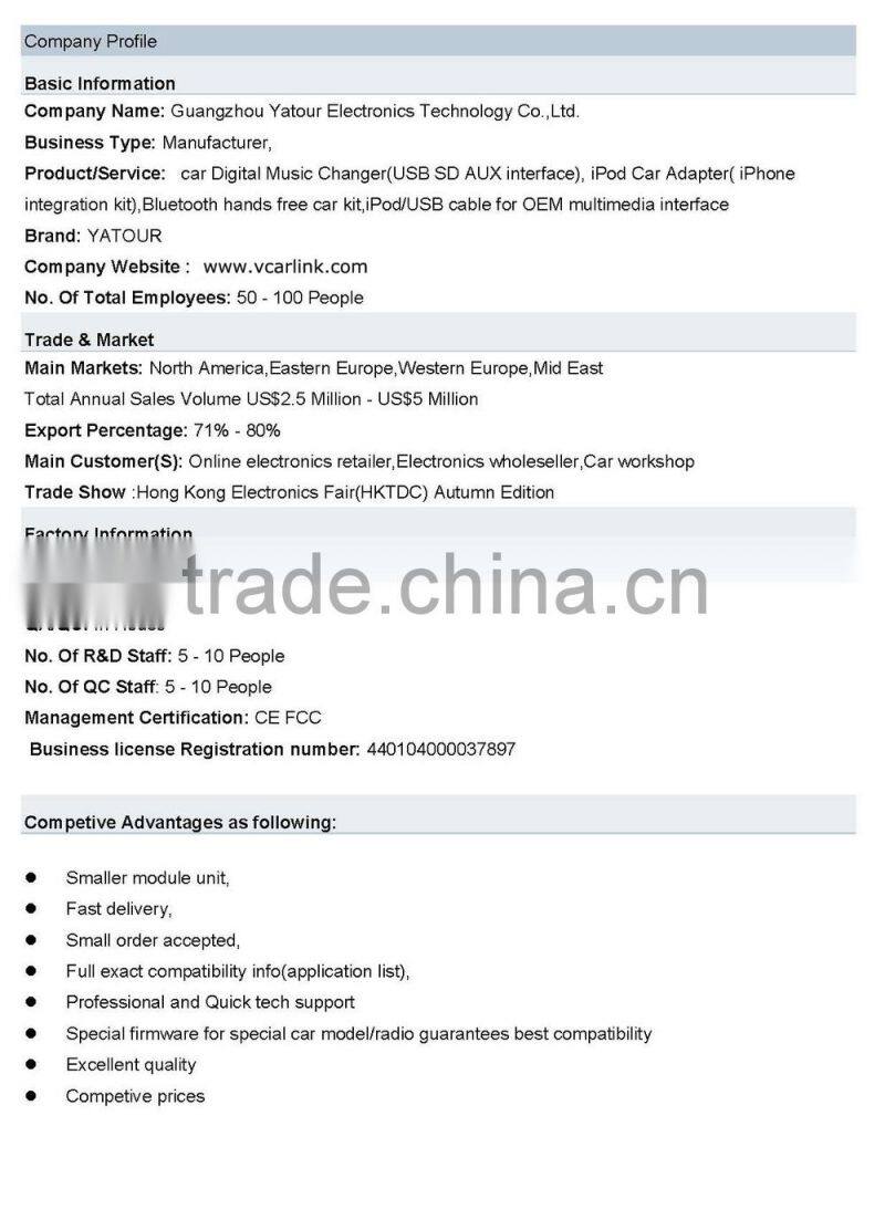 Yatour yt-m06 support sd card/aux/usb digital music cd changer to car