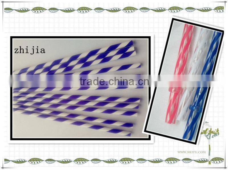 Hard plastic striped drinking straw