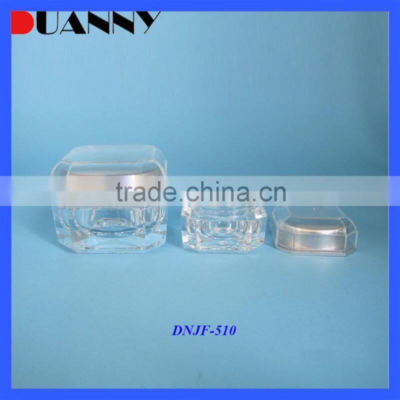 White Acrylic Plastic Square Cosmetics 5G 10G Double Wall Cream Jar For Sale