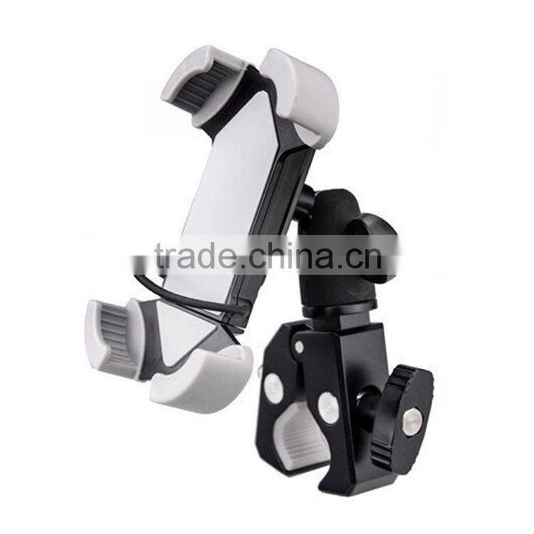 Never Fall Down Metal Universal Smart Phone Golf Cart Stroller Scooter Bike Mount for 3.5-5.5" Phone Bicycle Holder with Strip