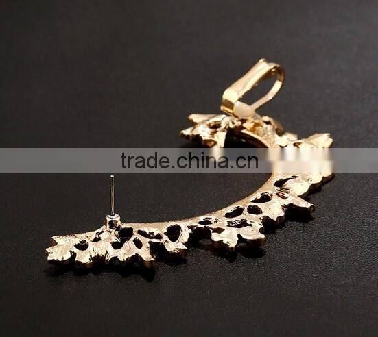 >> SW16420 new arrival Fashionable crystal leaf cuff earrings/