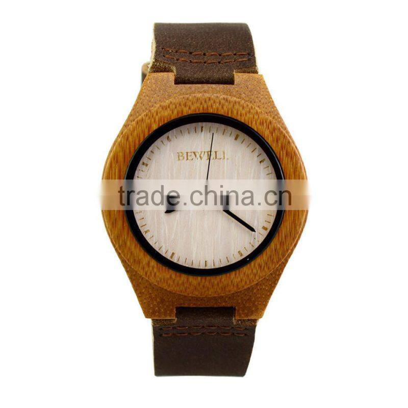 Hot Sale Imported 763 Movement Wristwatches Genuine Leather Bamboo Wood Dress Quartz Watches for Men and Women anniversary Gifts