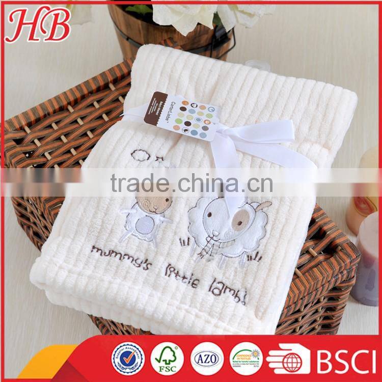 new product embroidered coral fleece baby blanket