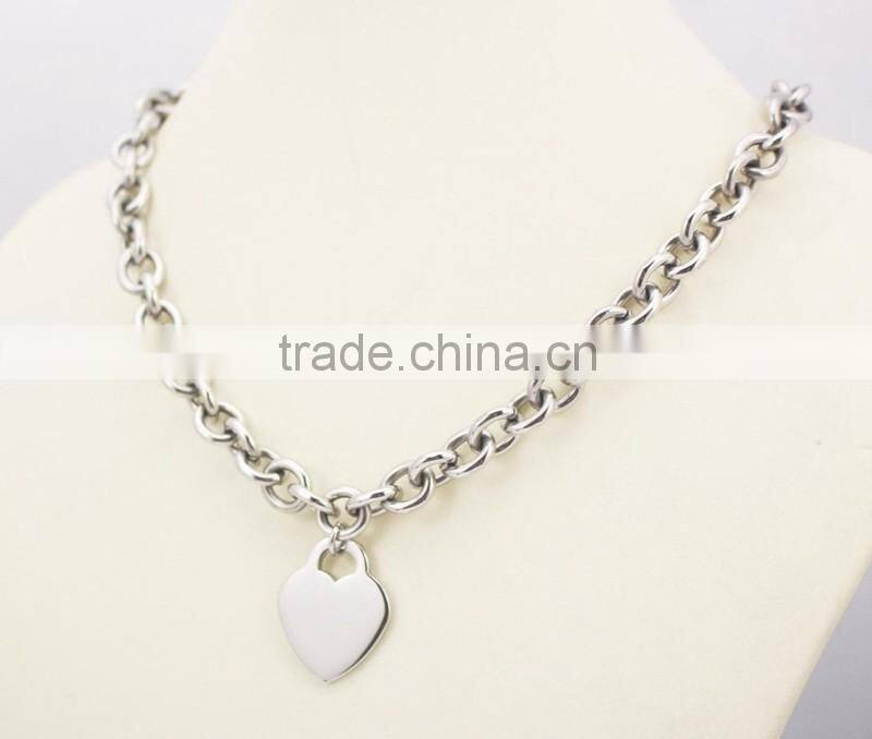 Top Quality Stainless Steel Chunky Chains Heart Necklace