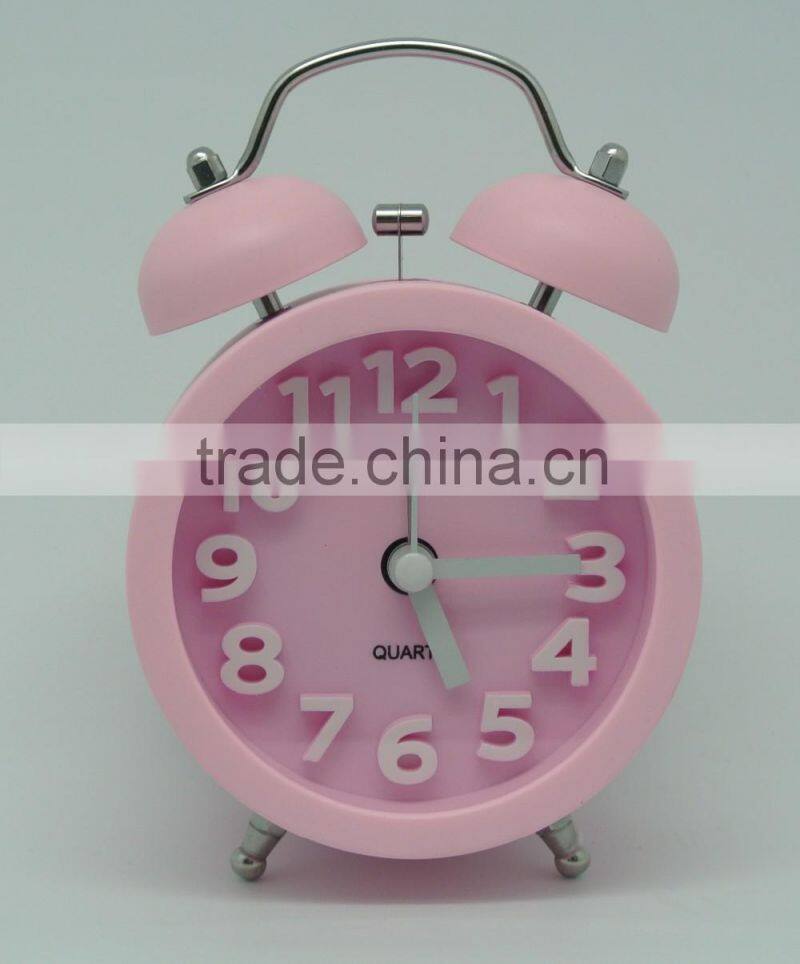 3D numbers 3" plastic twin bell alarm desktop clock