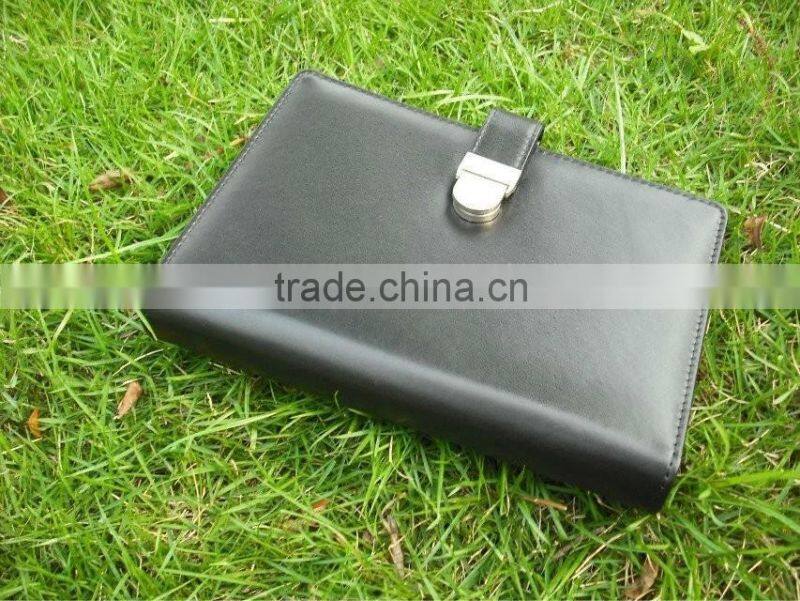 Leather Business Agenda Folder with Card Holder, Pen Loop