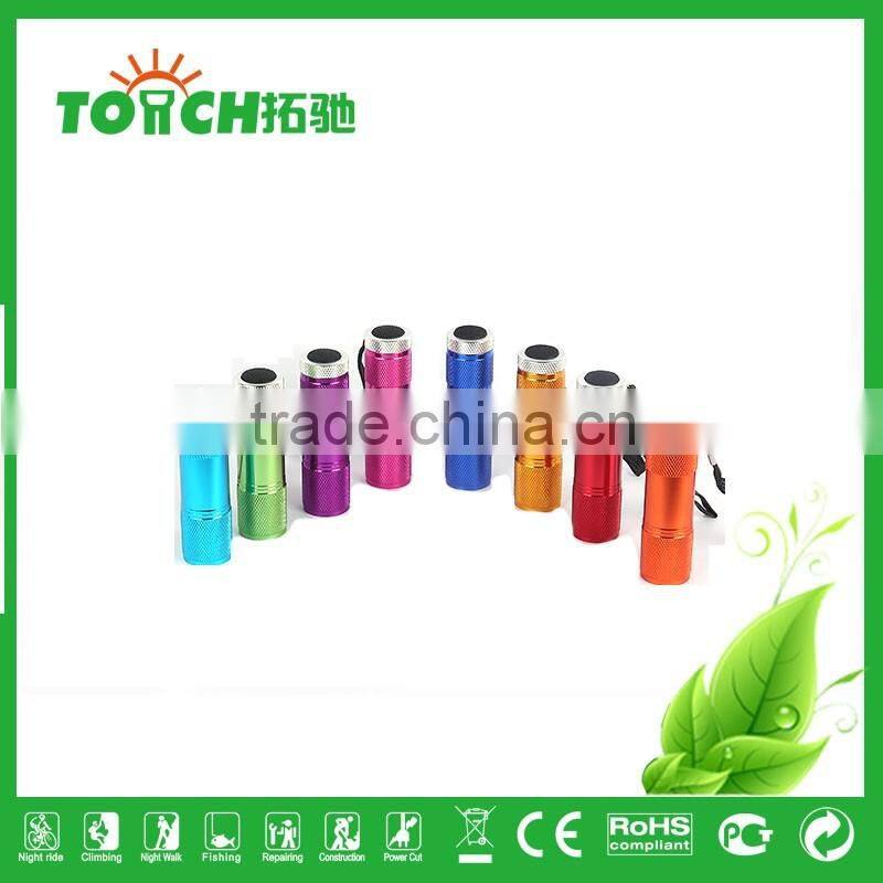 Hot Mini Cheap Aluminum 9 LED Flashlight for promotion gift LED flashlight