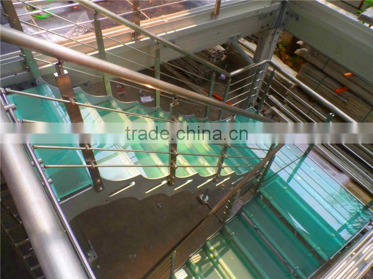 double stringer stainless steel straight stairs with glass treads