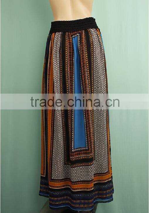 Ladies printed plus size long skirt models HS150432000