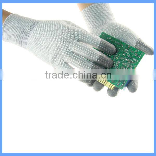 Antistatic PVC Dotted Gloves Double Dotted ESD Gloves PU Coated Finger