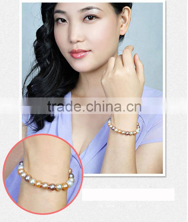 Mix color round shape freshwater pearl pearl bracelet jewelry