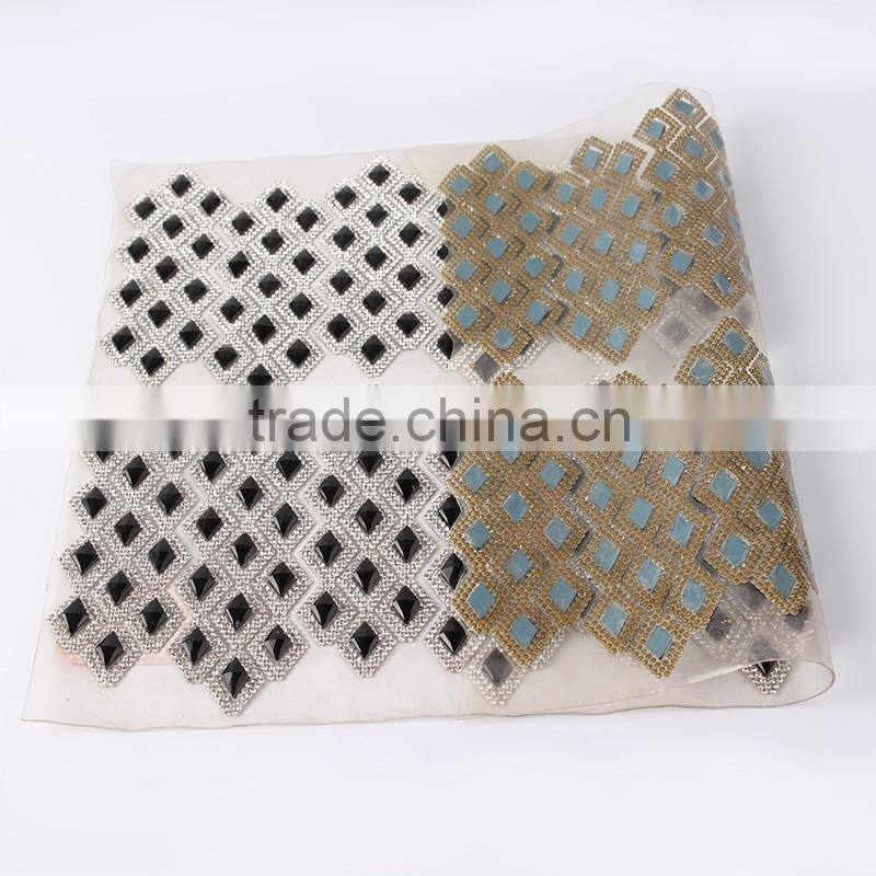 YIwu xiumao factory wholesale rhinestone mesh trim adhesive resin stone mesh trimming