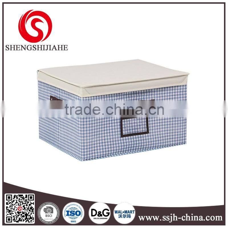 2015 pink blue grid storage box/magazine book organizer