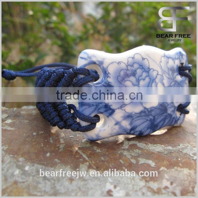 Unique designs Peony flower printing Bracelet made in Ceramic for women
