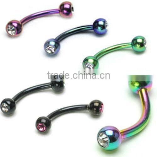 Titanium Anodized Gem Eyebrow rings