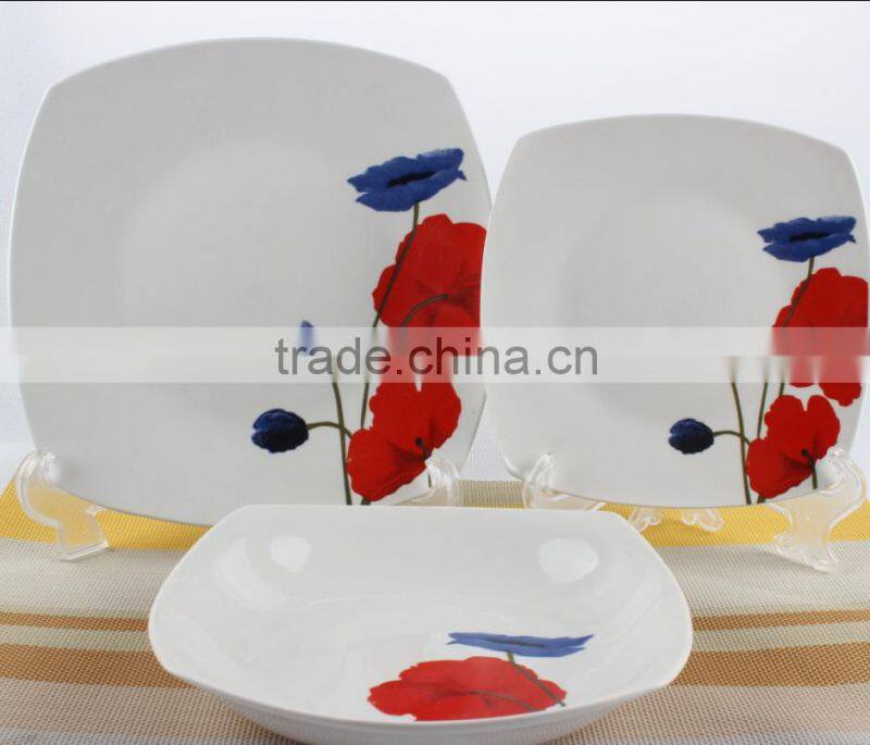 Square fine porcelain dinner sets for Peru homewares