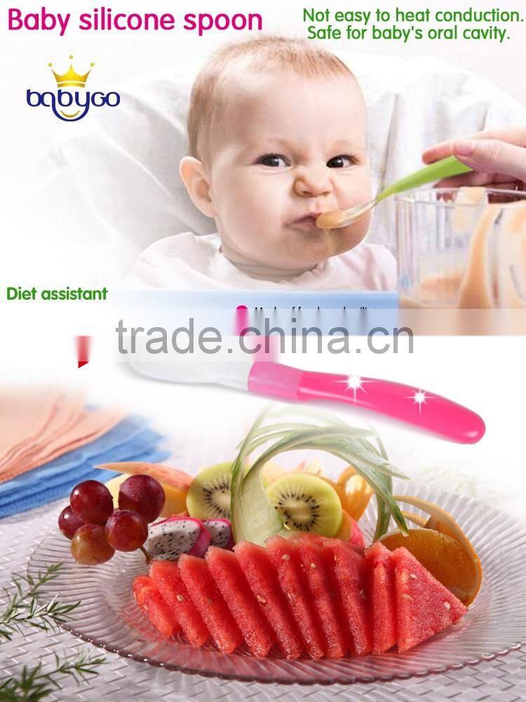 High Quality silicone spoon unbreakable flexible Silicone Baby Spoon