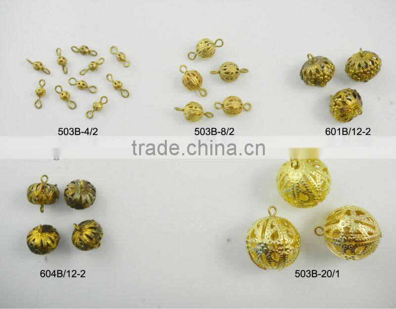 METAL SHIMMERING PAVE'S CARVED BRASS BEADS