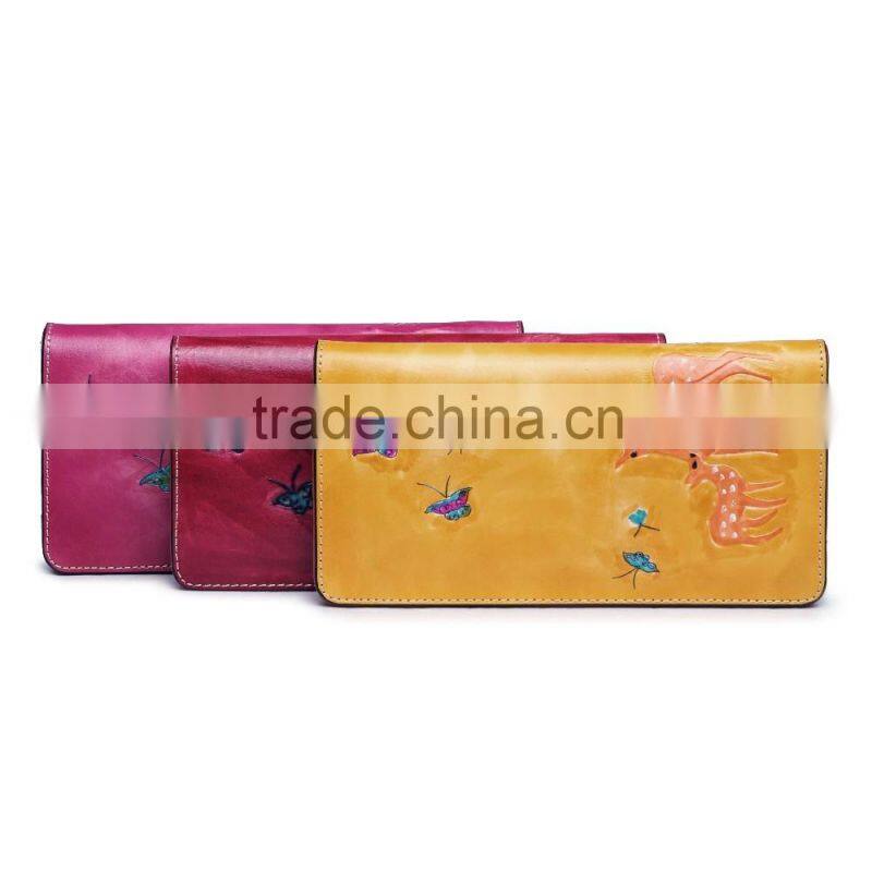 Latest beatiful cartoon pattern fresh yellow clutch purse ladies mujer cartera
