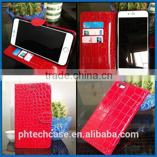 Croco Leather case for Iphone 6, wallet leather case for iphone 6 plus 5.5 inch