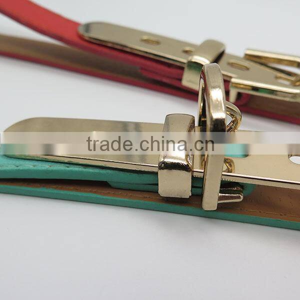 Leather fashion belt with hardware for women
