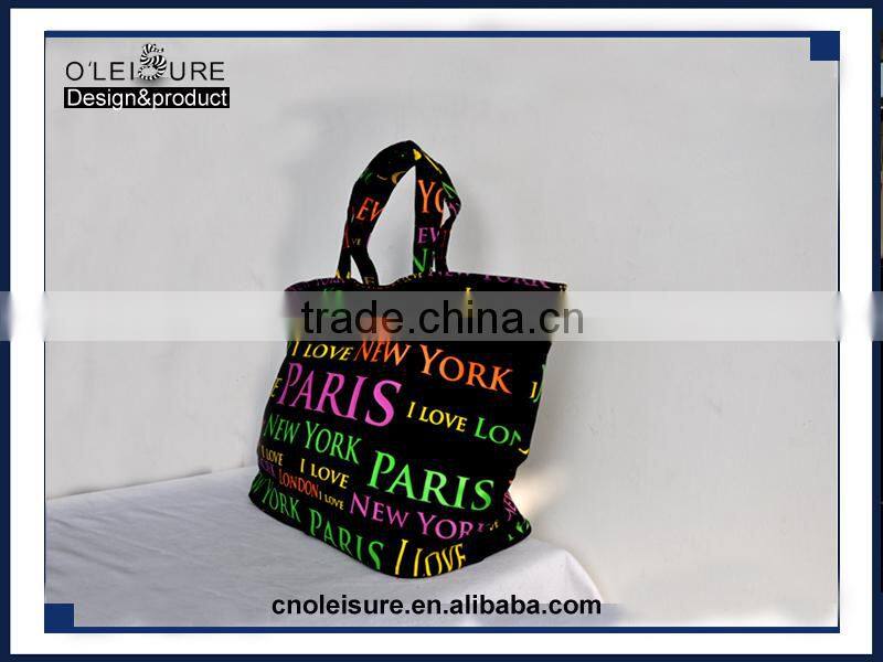 2015 China Manufactory Promotion OEM/ODM Lady's folding canvas shopping bag with printing