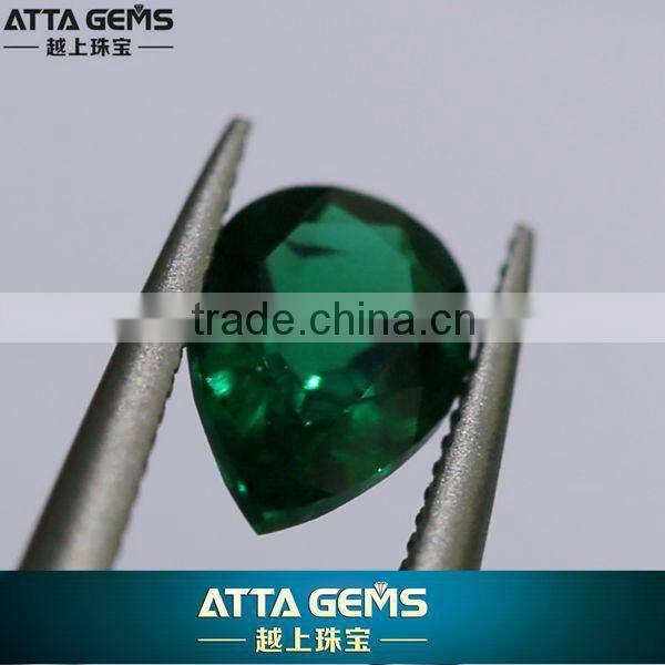 Lab created emeralds with excellent pear cut