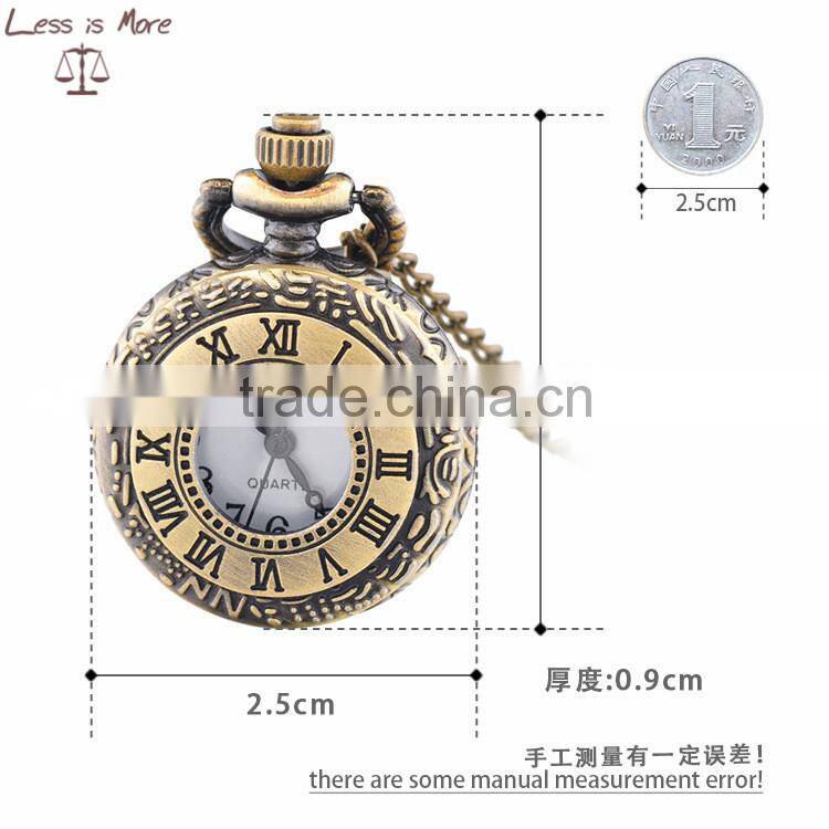 Newest fashion accessory jewelry alloy quartz movement antique brown glass covered pocket watch