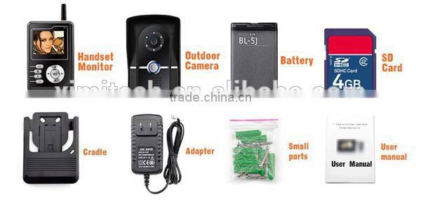 Battery operated wireless video door phone system with release button remote control video intercom for apartment 2.4 inch