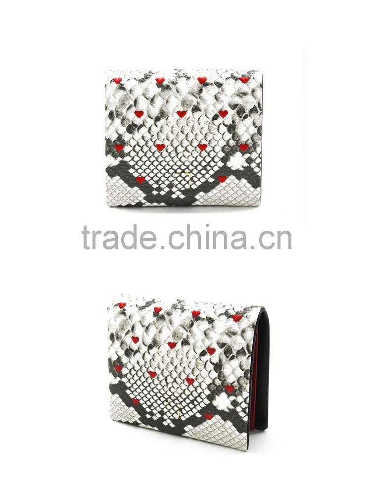Fashion with animal snake skin pattern pu leather wallet for women