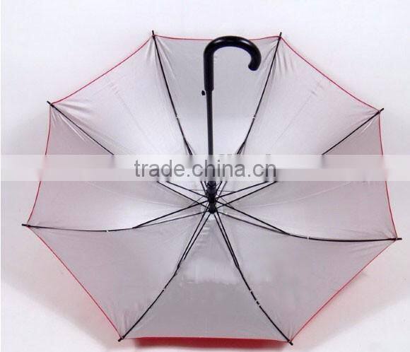 UV coated inside silver Promotional trendy high quality stick/ straight umbrella